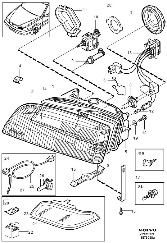 2000 Volvo V70 Headlight (Left). HEADLAMP, LEFT. 2003- - 9467892